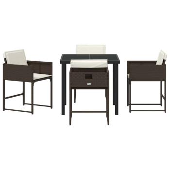 Garten Essgruppe 5 pcs Braun Poly-Rattan