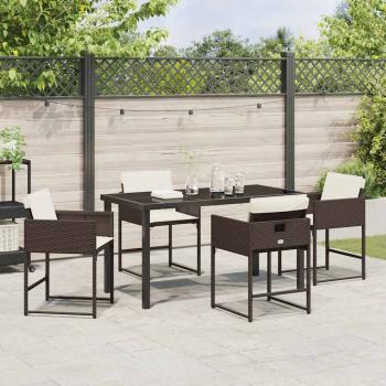 Garten Essgruppe 5 pcs Braun Poly-Rattan