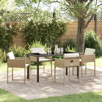 ARDEBO.de - Garten Essgruppe 5 pcs Beige Poly-Rattan
