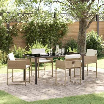 ARDEBO.de - Garten Essgruppe 5 pcs Beige Poly-Rattan