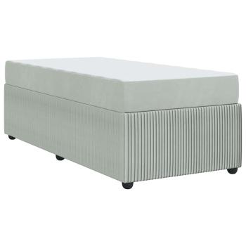 Bettgestell mit Matratze mit Matratze Hellgrau 80 x 200 cm Samt