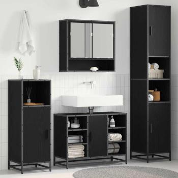 ARDEBO.de - Badezimmer Schrank mit Tür Schwarze Eiche 35 x 37,5 x 188,5 cm