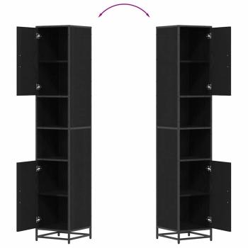 Badezimmer Schrank mit Tür Schwarze Eiche 35 x 37,5 x 188,5 cm