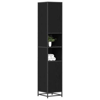 Badezimmer Schrank mit Tür Schwarze Eiche 35 x 37,5 x 188,5 cm