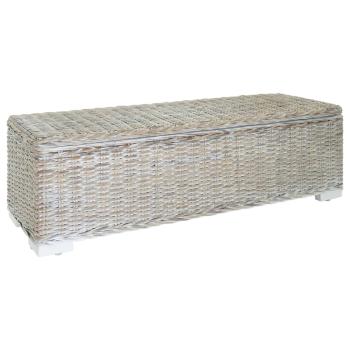 ARDEBO.de - Truhe Weiß 110 cm Natur Kubu Rattan & Massivholz Mahagoni