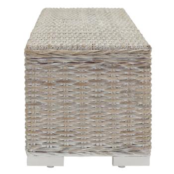 Truhe Weiß 110 cm Natur Kubu Rattan & Massivholz Mahagoni