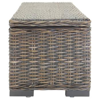 Truhe Grau 110 cm Natur Kubu Rattan & Massivholz Mahagoni