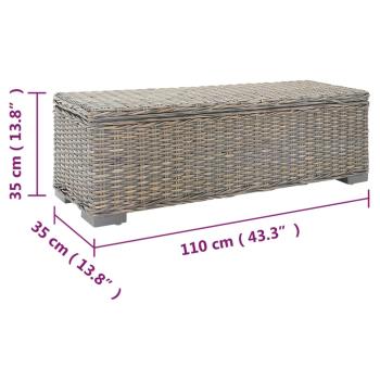 Truhe Grau 110 cm Natur Kubu Rattan & Massivholz Mahagoni