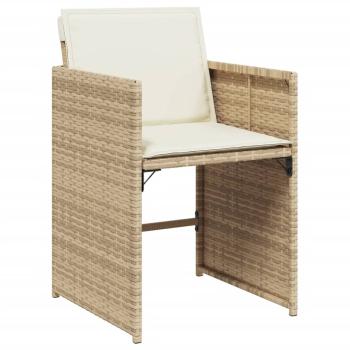 Gartenstühle mit Kissen 4 Stk. Beige Poly Rattan
