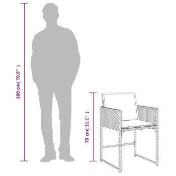 Gartenstühle mit Kissen 4 Stk. Grau Poly Rattan