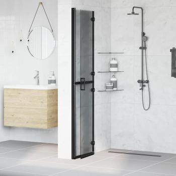 Walk-in Duschwand Schwarz und dunkel-transparent 90 x 190 cm