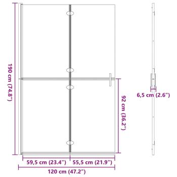 Walk-in Duschwand Schwarz und dunkel-transparent 120 x 190 cm