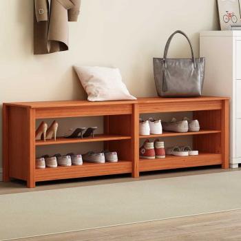 ARDEBO.de - Schuhbank Wachsbraun 160 x 36,5 x 50 cm Massivholz Kiefer