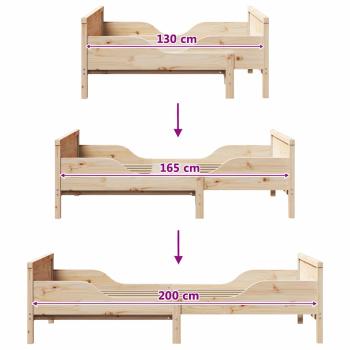 Ausziehbares Bettgestell für Kinder Braun 80 x 130 / 165 / 200 cm