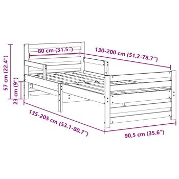 Ausziehbares Bettgestell für Kinder Braun 80 x 130 / 165 / 200 cm