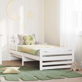 ARDEBO.de - Ausziehbares Bettgestell für Kinder Weiß 80 x 130 / 165 / 200 cm