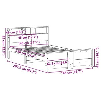 Bettgestell Wachsbraun 140 x 190 cm Massivholz Kiefer