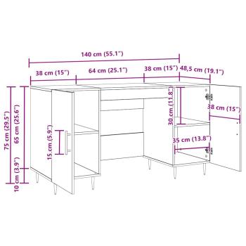 Schreibtisch Eiche handwerklich 140 x 50 x 75 cm Holzwerkstoff