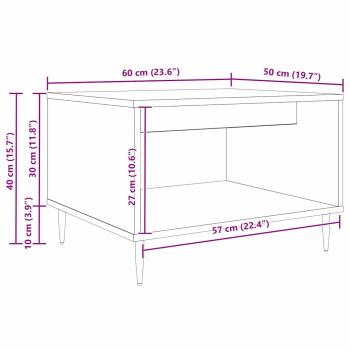 Couchtisch Schwarze Eiche 60 x 50 x 40 cm Holzwerkstoff