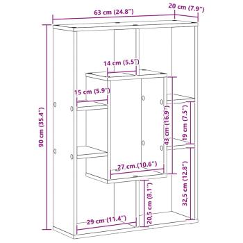 Bücherregal Schwarze Eiche 63 x 20 x 90 cm Holzwerkstoff