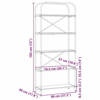 Regal Eiche handwerklich 80 x 30 x 183 cm Holzwerkstoff