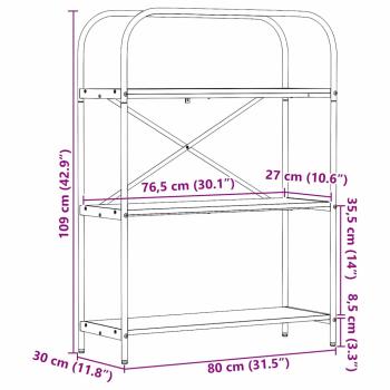 Regal Schwarze Eiche 80 x 30 x 109 cm Holzwerkstoff