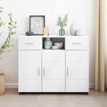 ARDEBO.de - Sideboard mit Schubladen Weiß 88.5 x 30.5 x 73 cm Holzwerkstoff