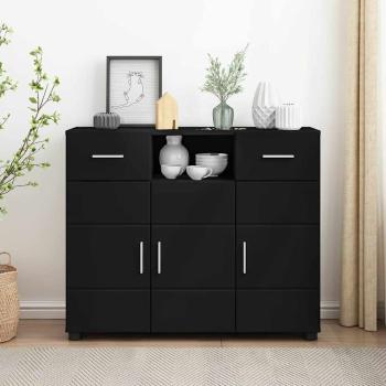 ARDEBO.de - Sideboard mit Tür Schwarz 88.5 x 30.5 x 73 cm Holzwerkstoff