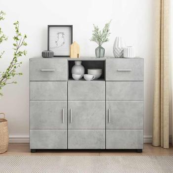 ARDEBO.de - Sideboard mit Tür Betongrau 88.5 x 30.5 x 73 cm Holzwerkstoff