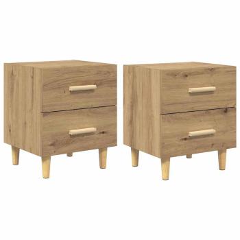 Bettschrank 2 pcs Eiche handwerklich 40 x 35 x 47,5 cm