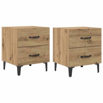 Bettschrank 2 pcs Eiche handwerklich 40 x 35 x 47,5 cm