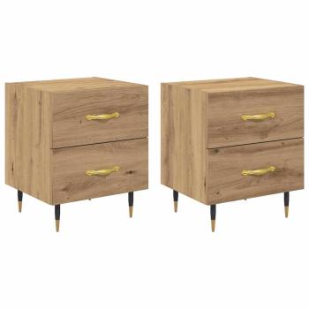 Nachttisch 2 pcs Eiche handwerklich 40 x 35 x 47,5 cm