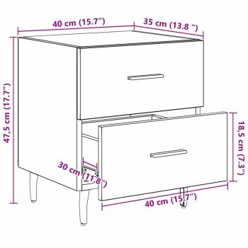 Nachttisch Eiche handwerklich 40 x 35 x 47,5 cm Holzwerkstoff
