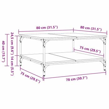 Couchtisch Eiche handwerklich 80 x 80 x 40 cm Holzwerkstoff