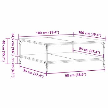 Couchtisch Schwarze Eiche 100 x 100 x 40 cm Holzwerkstoff