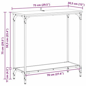 Konsolentisch Schwarze Eiche 75 x 30.5 x 75 cm Holzwerkstoff