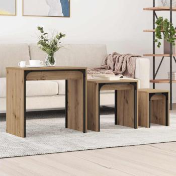 ARDEBO.de - Nesting Couchtisch 3 pcs Eiche handwerklich 60 x 35 x 56 cm