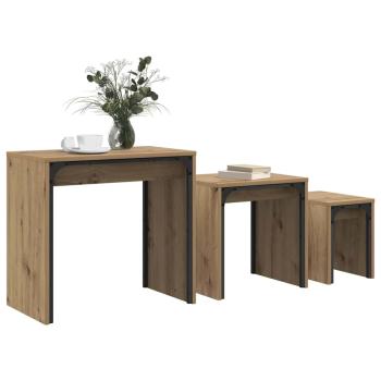 Nesting Couchtisch 3 pcs Eiche handwerklich 60 x 35 x 56 cm