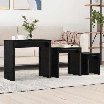 ARDEBO.de - Nesting Couchtisch 3 pcs Schwarze Eiche 60 x 35 x 56 cm