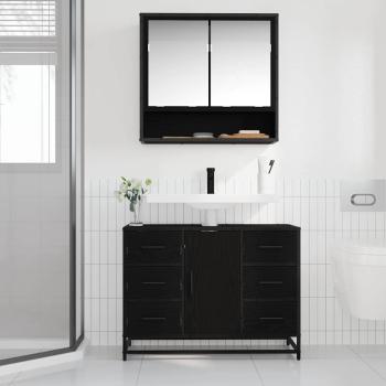 Badezimmer Waschbecken Schrank Schwarze Eiche 80 x 33 x 60 cm