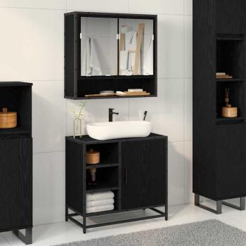 ARDEBO.de - Badezimmer Waschbecken Schrank Schwarze Eiche 65 x 33 x 60 cm