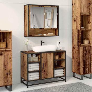 ARDEBO.de - Badezimmer Waschbecken Schrank mit Tür Altholz 80 x 33 x 60 cm