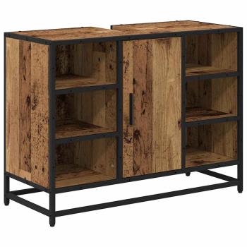 Badezimmer Waschbecken Schrank mit Tür Altholz 80 x 33 x 60 cm