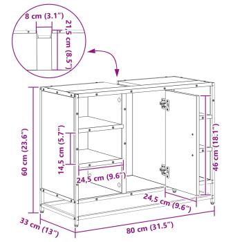 Badezimmerschrank Altholz 80 x 33 x 60 cm Holzwerkstoff