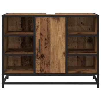 Badezimmer Waschbecken Schrank mit Tür Altholz 80 x 33 x 60 cm