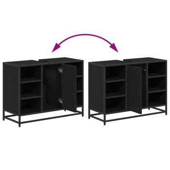Badezimmer Waschbecken Schrank Schwarze Eiche 80 x 33 x 60 cm