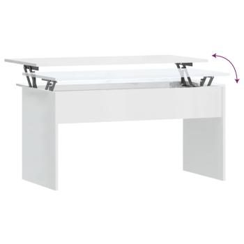 ARDEBO.de - Couchtisch Hochglanz-Weiß 102x50,5x52,5 cm Holzwerkstoff