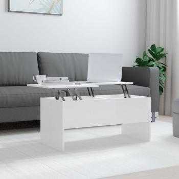 ARDEBO.de - Couchtisch Hochglanz-Weiß 102x50,5x46,5 cm Holzwerkstoff