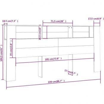 Kopfteil mit Ablagen Sonoma-Eiche 220x18,5x104,5 cm