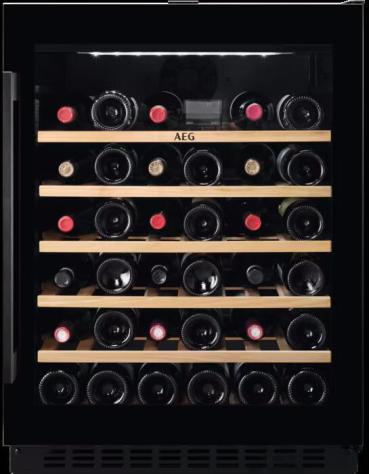 ARDEBO.de AEG AWUS052B5B 5000 Weintemperierschrank, 59,5 cm breit, 52 Standardweinflaschen, 6 Holzablagen, schwarz